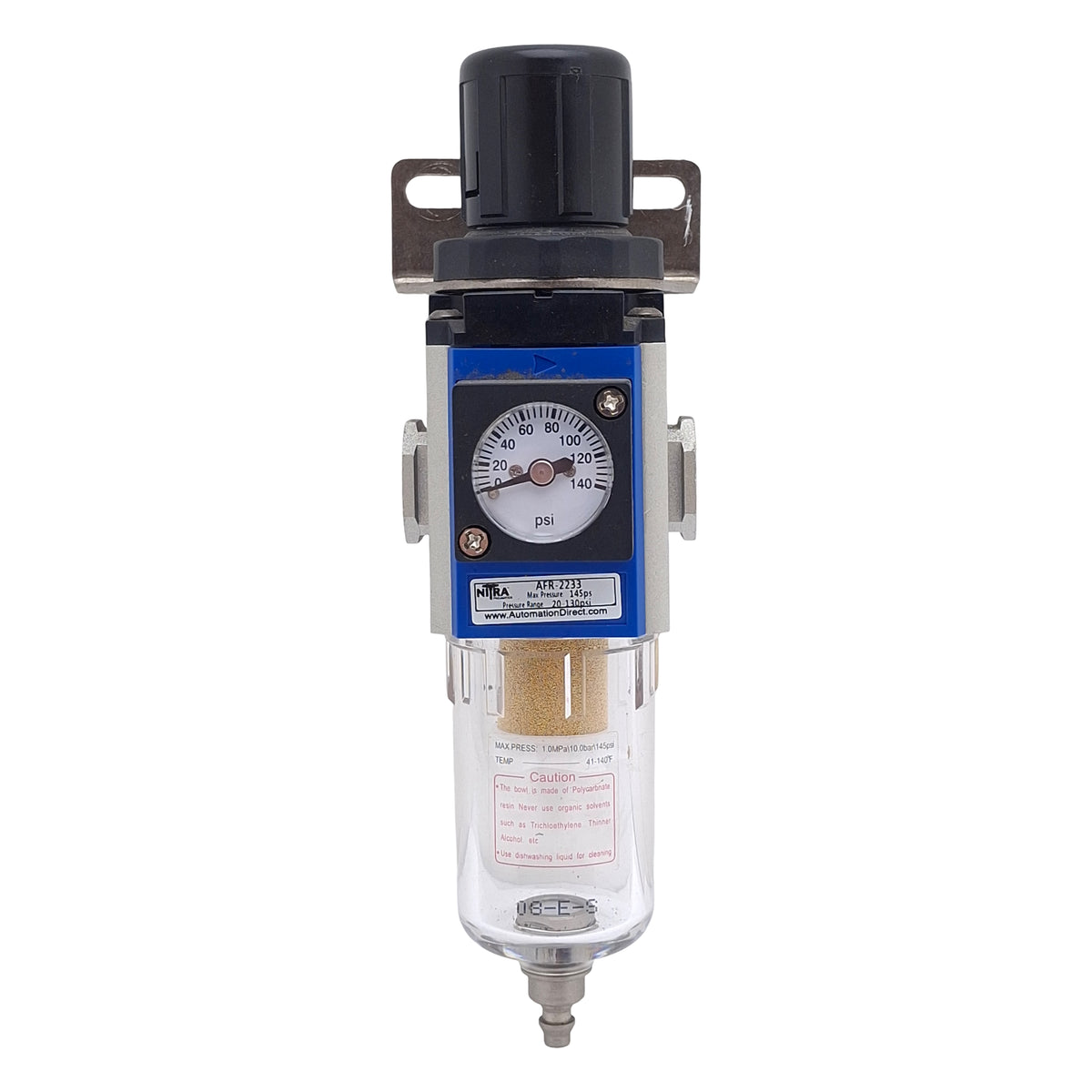 Used Nitra AFR-2233 Pneumatic Filter Regulator, 1/4in NPT, 20-130psi, 145psi Max, 40µ