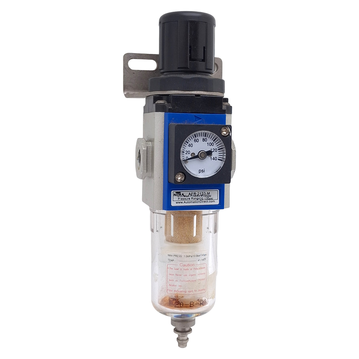 Used Nitra AFR-2133-M Pneumatic Filter Regulator, 1/8NPT, 20-130psi, 145psi Max, 40µ
