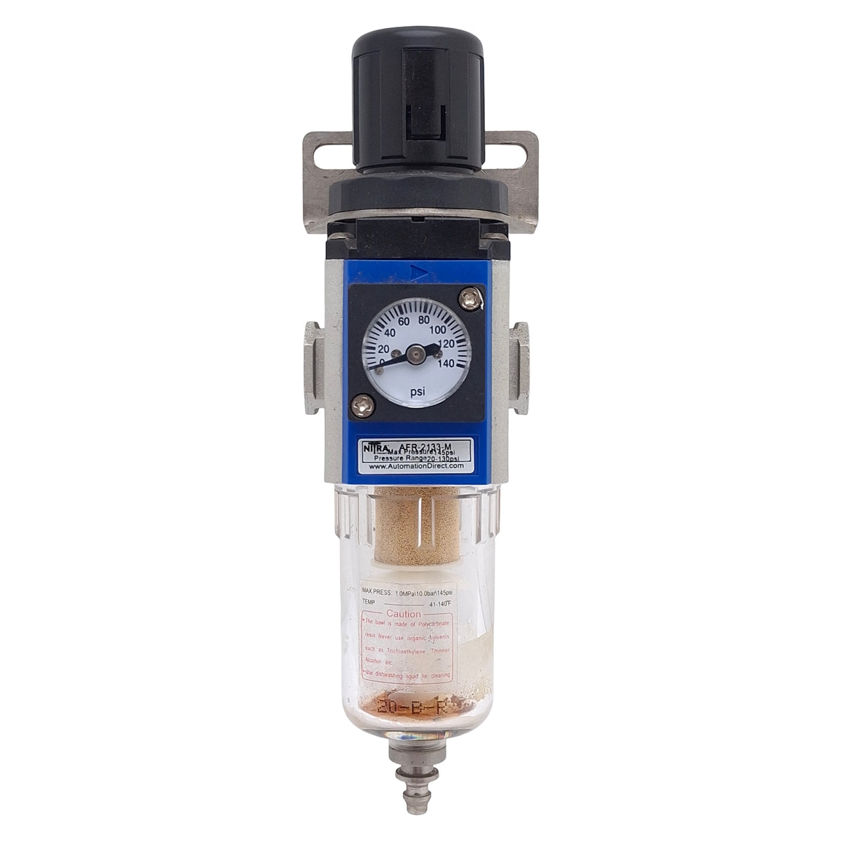 Used Nitra AFR-2133-M Pneumatic Filter Regulator, 1/8NPT, 20-130psi, 145psi Max, 40µ
