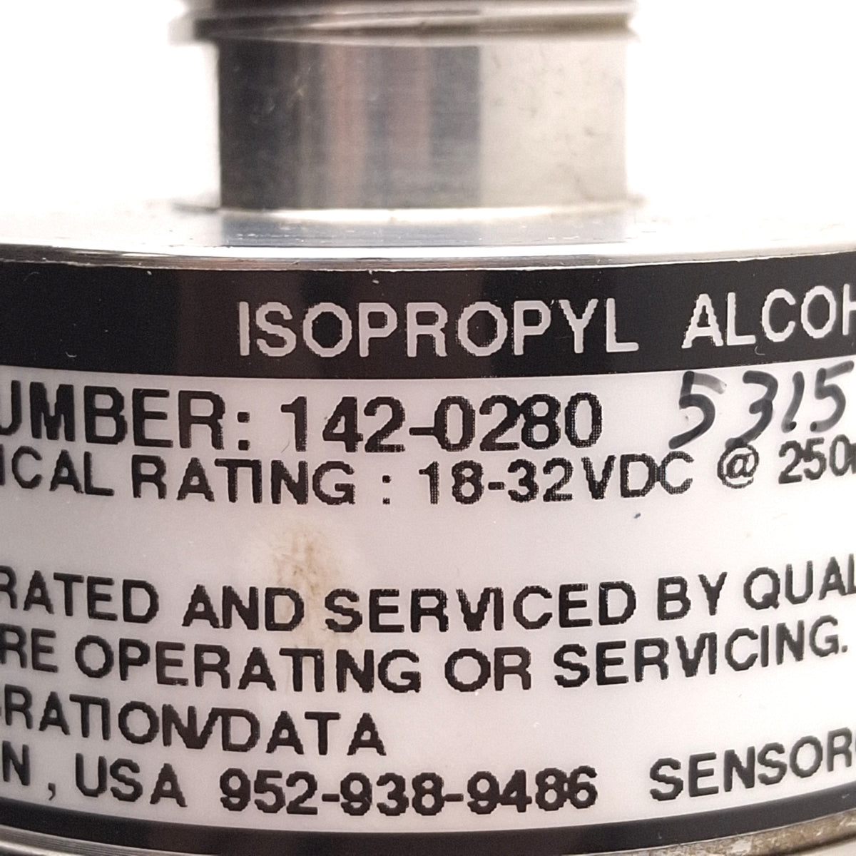 Used SEC 142-0280 Millenium Infrared Isopropyl Alcohol Gas Detector, 4-20mA, 18-32VDC