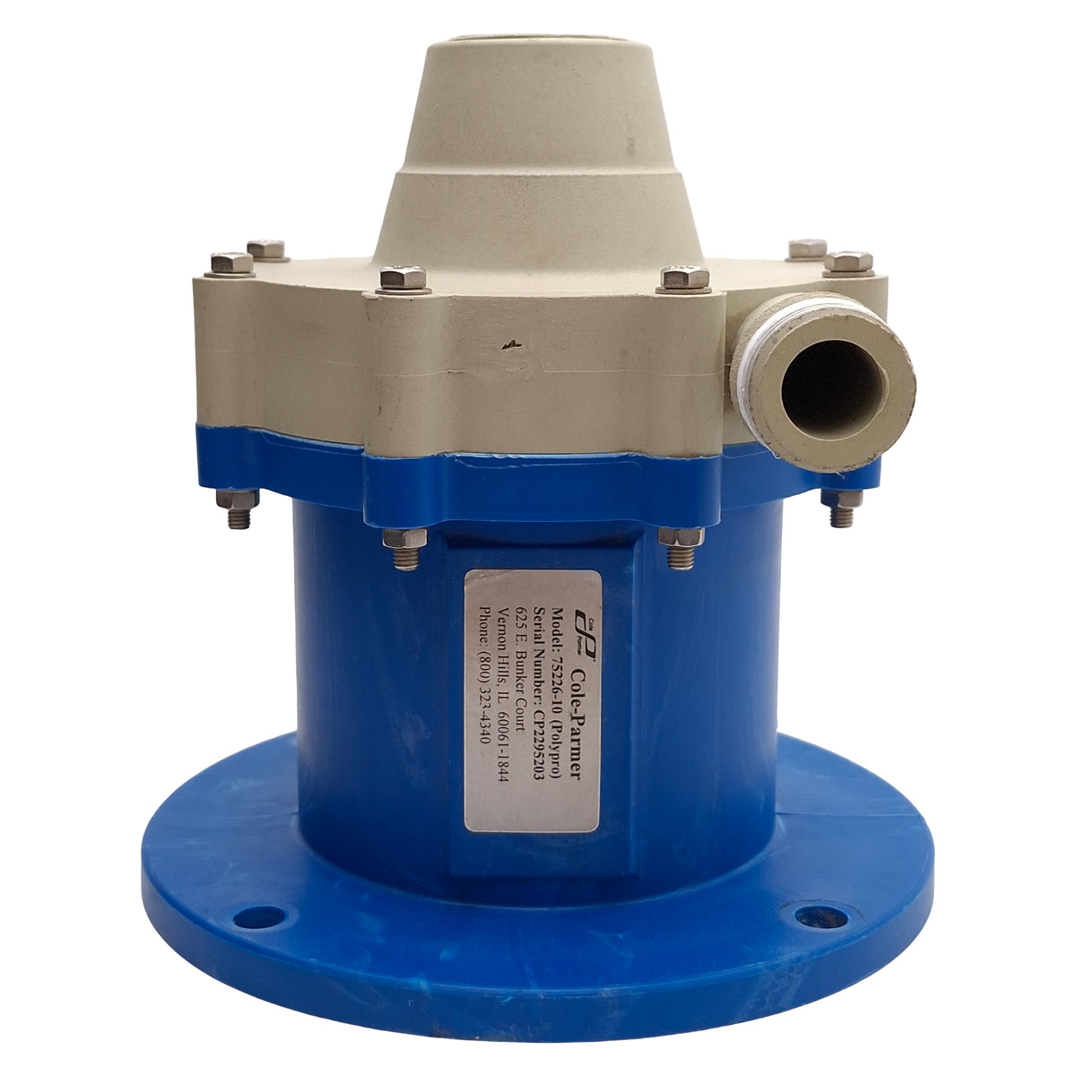 Used Cole Parmer 75226-10 MasterFlex Magnetic Drive Centrifugal Pump Head, 32gpm, 56C