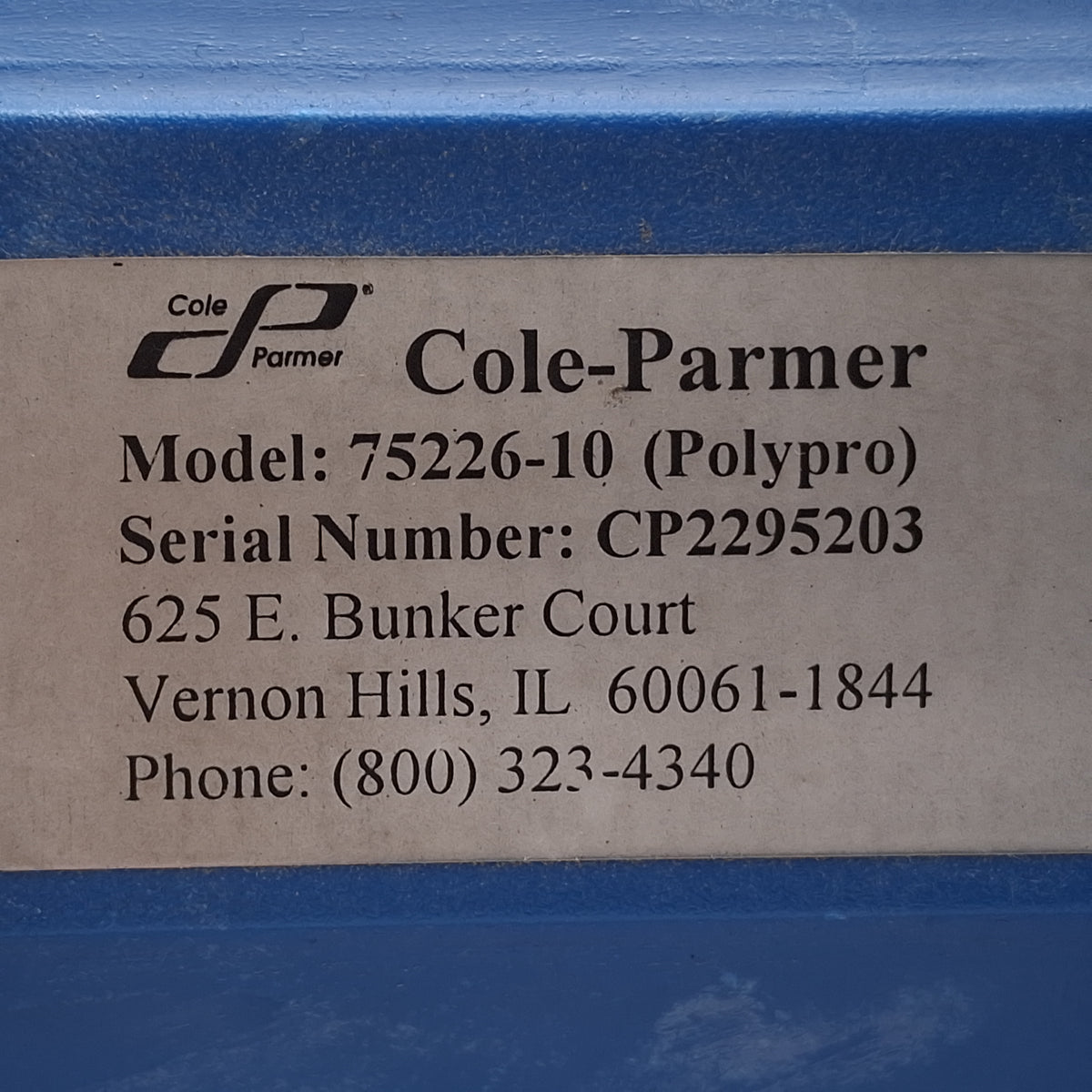 Used Cole Parmer 75226-10 MasterFlex Magnetic Drive Centrifugal Pump Head, 32gpm, 56C