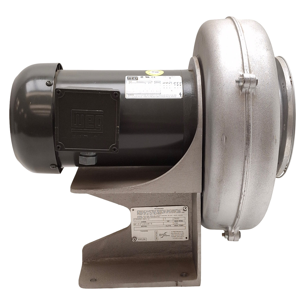 Used American Fan Company AF-9 Centrifugal Blower Fan 3HP, 3Ø 208-230/460VAC, 3600rpm