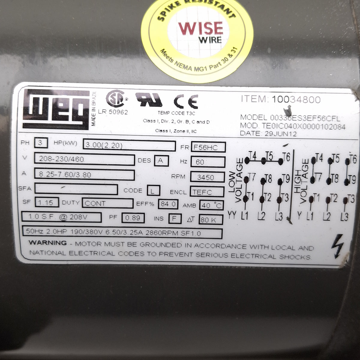 Used American Fan Company AF-9 Centrifugal Blower Fan 3HP, 3Ø 208-230/460VAC, 3600rpm