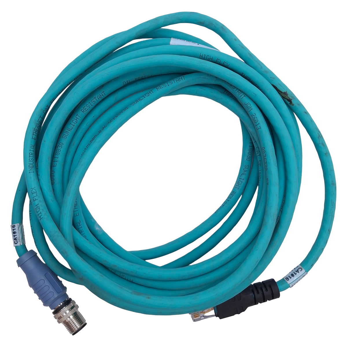 Used Turck RSCD RJ45 440-5M Ethernet Cordset, M12 4-Pin Eurofast to RJ45, 5m Length