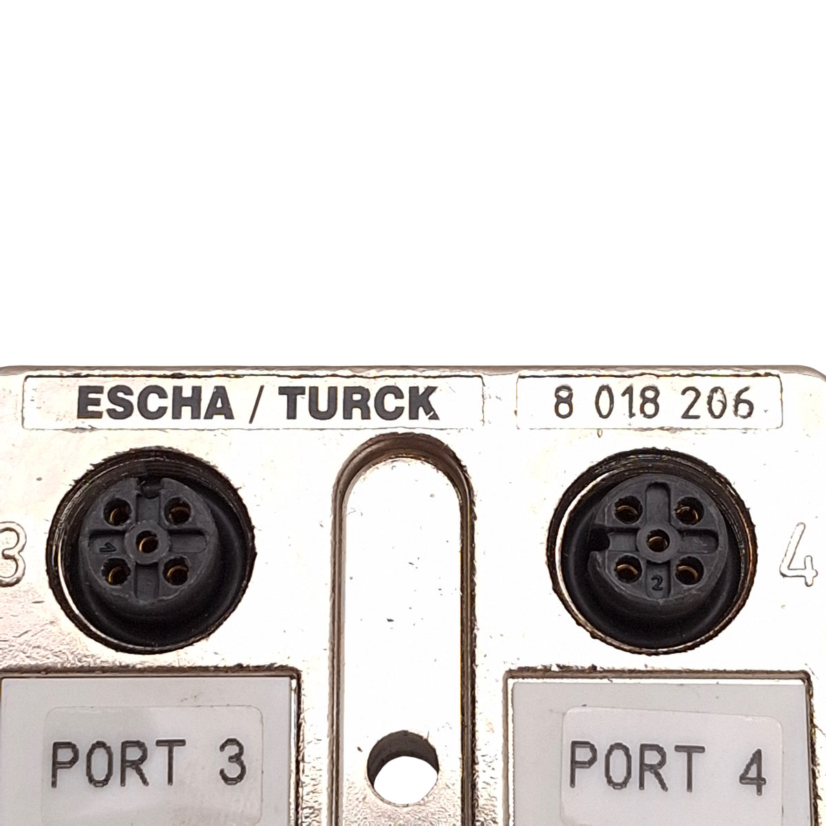Used Escha/Turck U8018206 4MB12-5P1-MS-SK Junction Box 4-Port, M12 5-Pin Female, Zinc