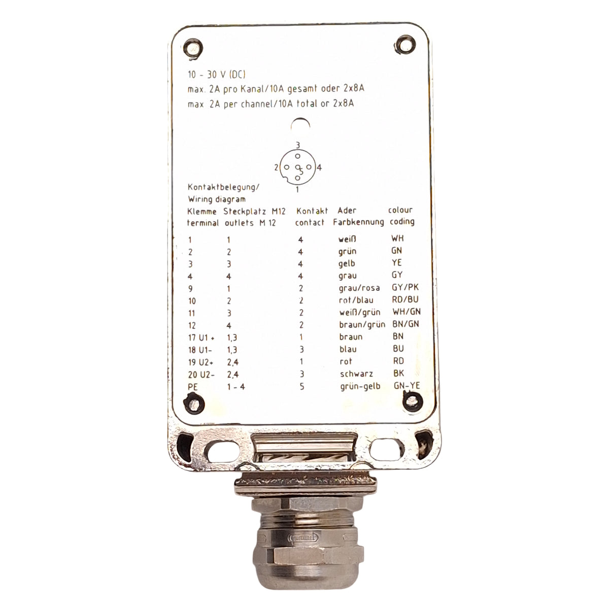 Used Escha/Turck U8018206 4MB12-5P1-MS-SK Junction Box 4-Port, M12 5-Pin Female, Zinc