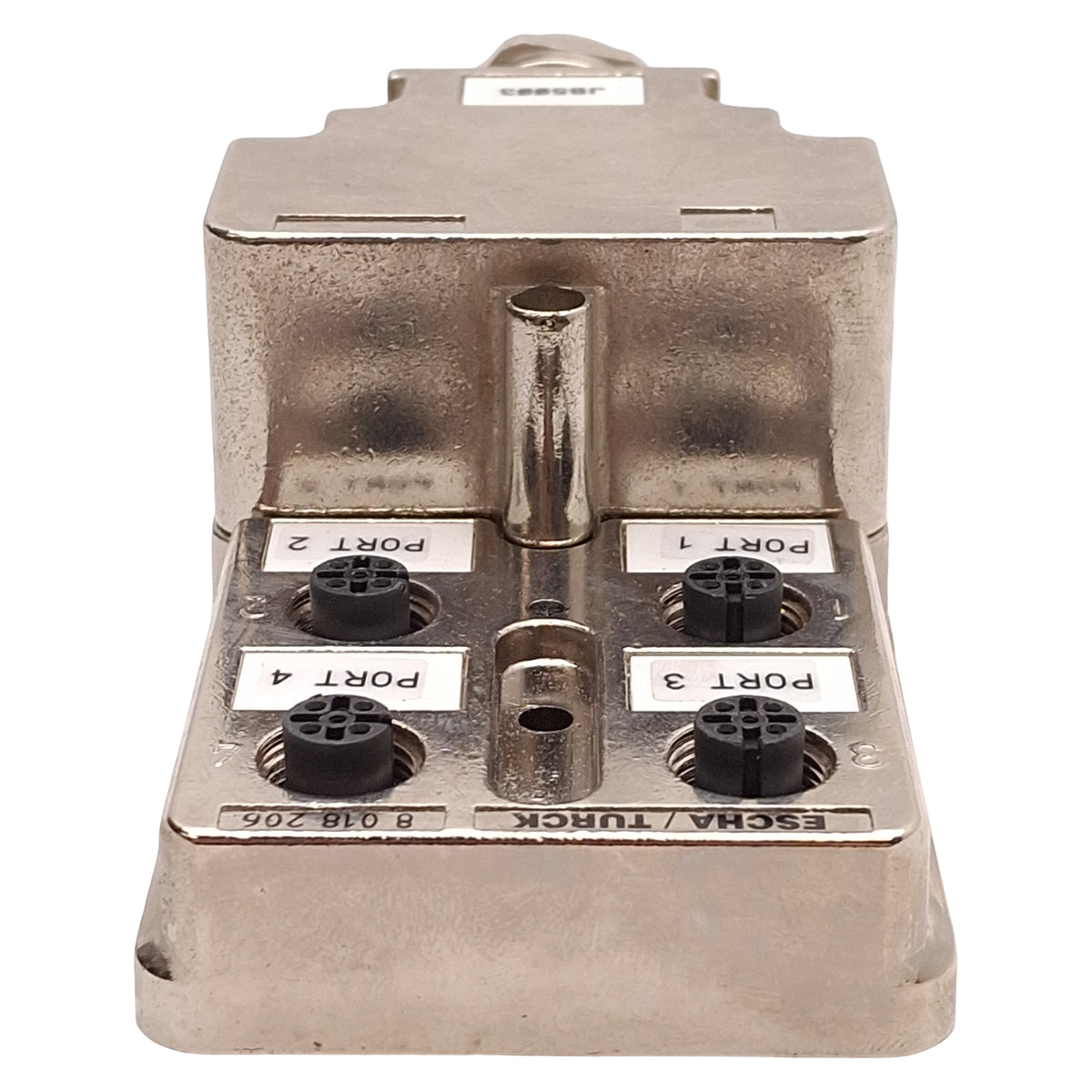 Used Escha/Turck U8018206 4MB12-5P1-MS-SK Junction Box 4-Port, M12 5-Pin Female, Zinc