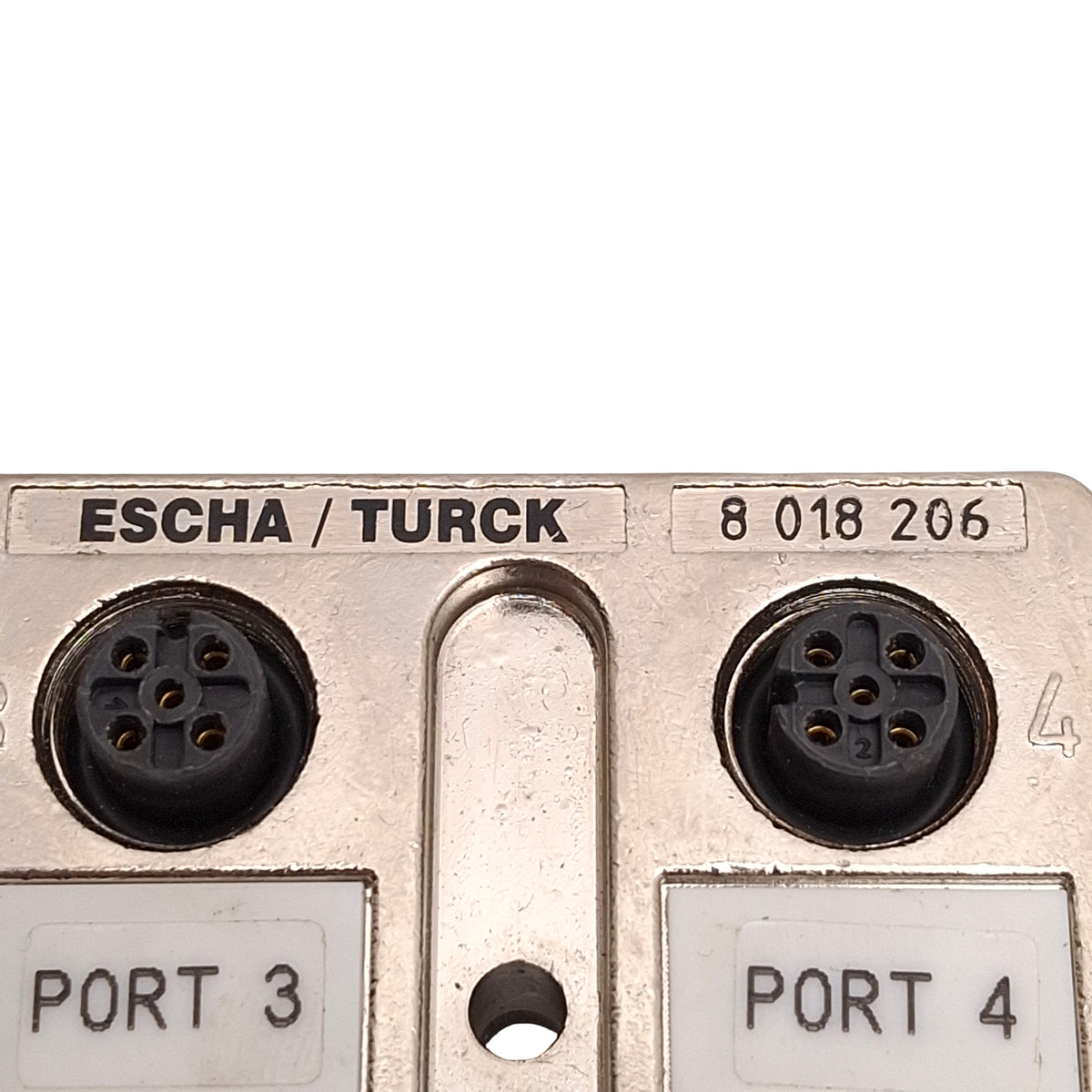 Used Escha/Turck U8018206 4MB12-5P1-MS-SK Junction Box, (4x) M12 5-Pin Female Plastic