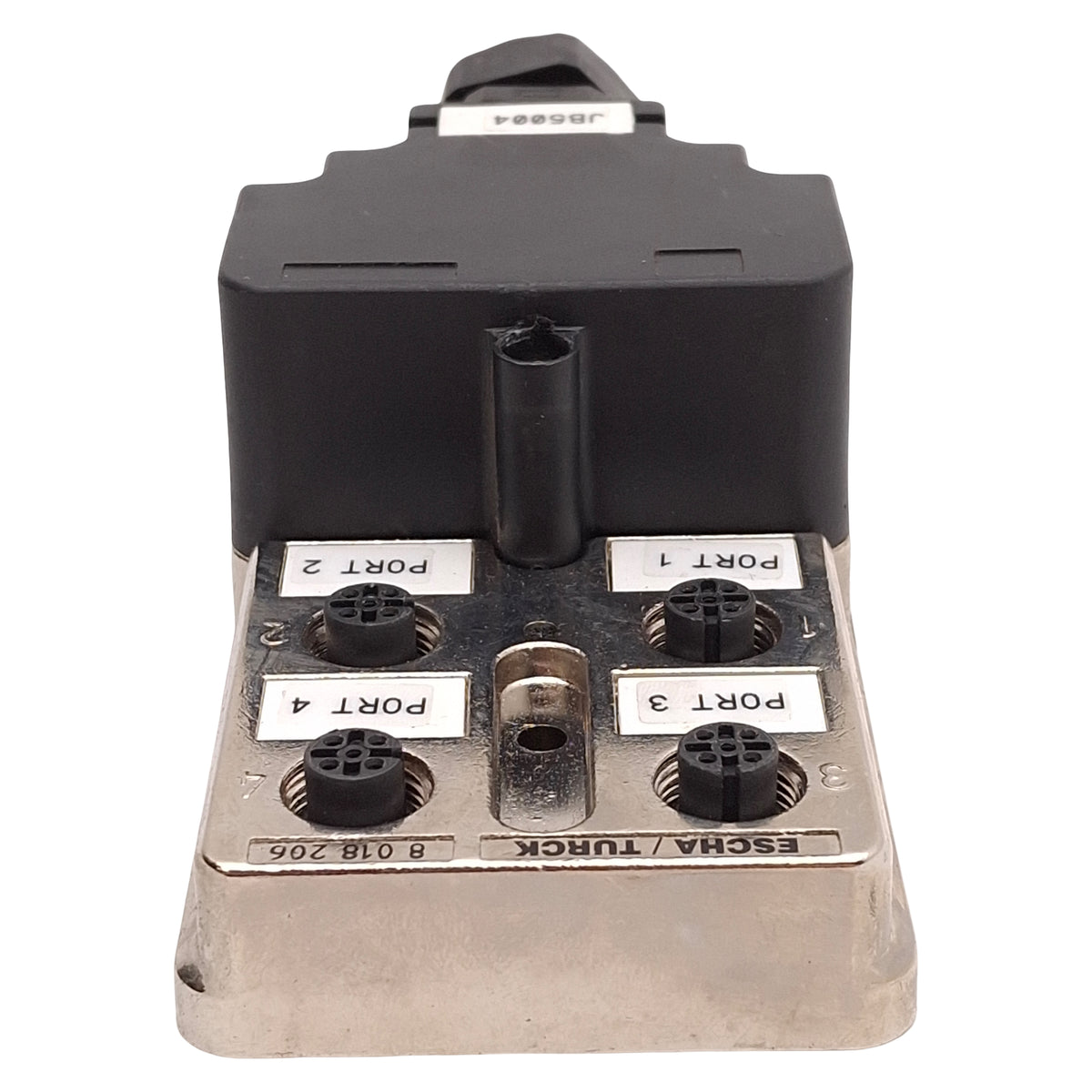 Used Escha/Turck U8018206 4MB12-5P1-MS-SK Junction Box, (4x) M12 5-Pin Female Plastic