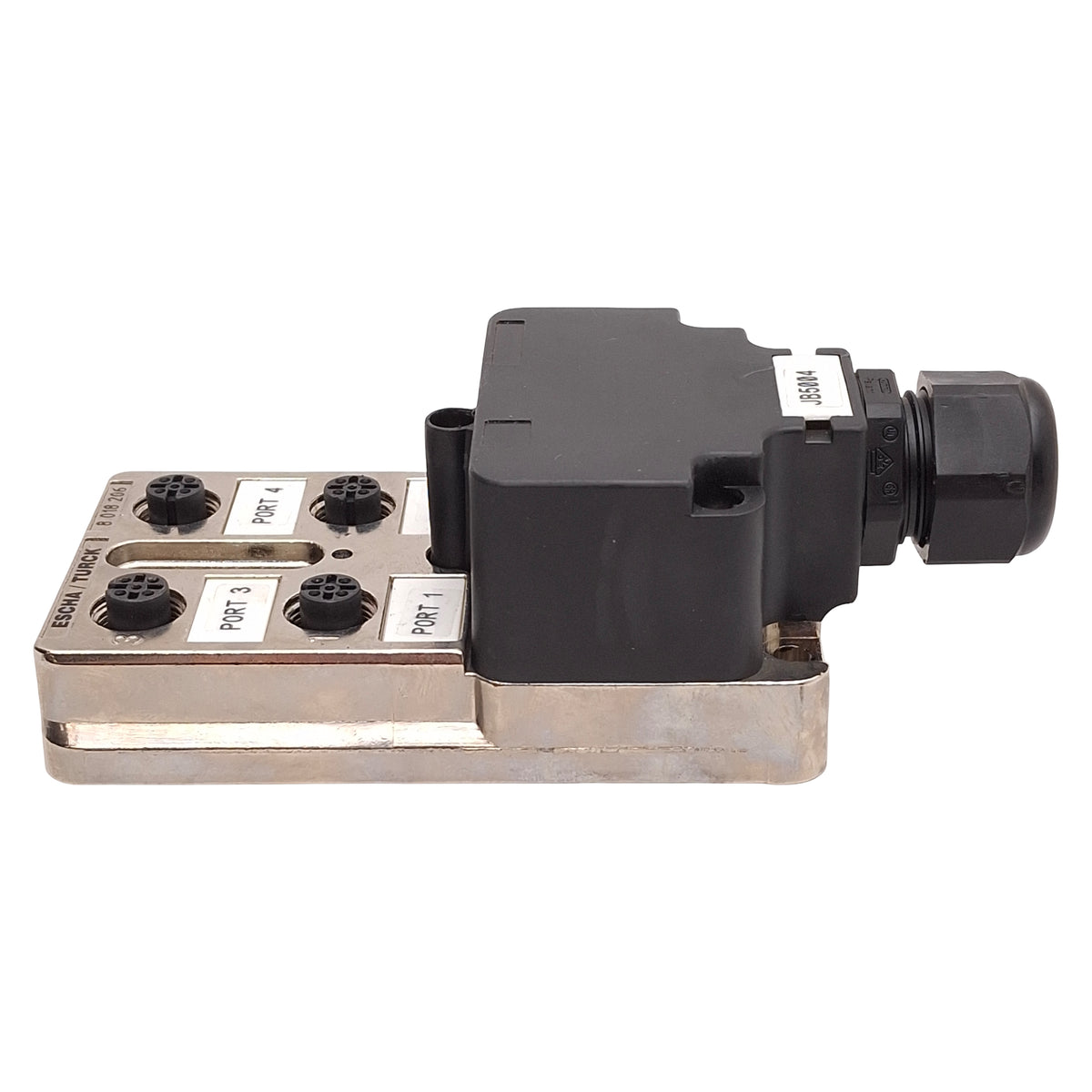 Used Escha/Turck U8018206 4MB12-5P1-MS-SK Junction Box, (4x) M12 5-Pin Female Plastic