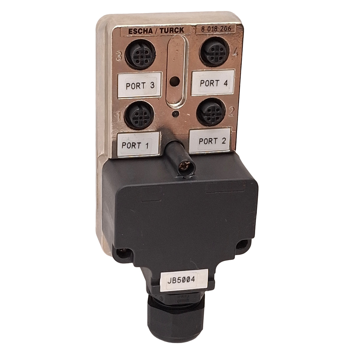 Used Escha/Turck U8018206 4MB12-5P1-MS-SK Junction Box, (4x) M12 5-Pin Female Plastic