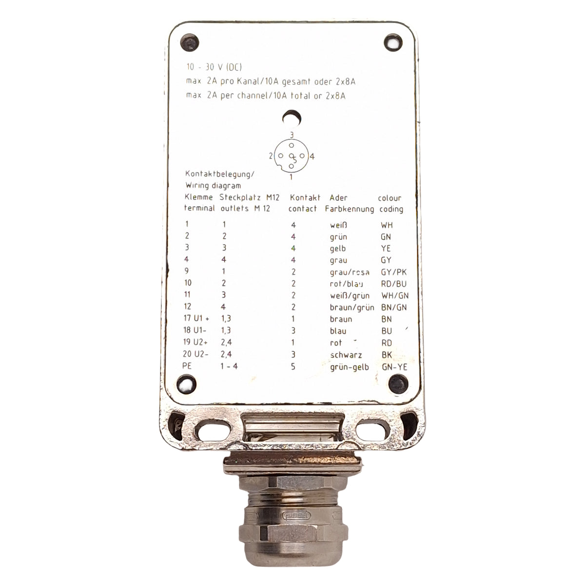Used Escha/Turck U8018209 4MB12-5P1-MS-SK Junction Box 4-Port, M12 5-Pin Female, Zinc