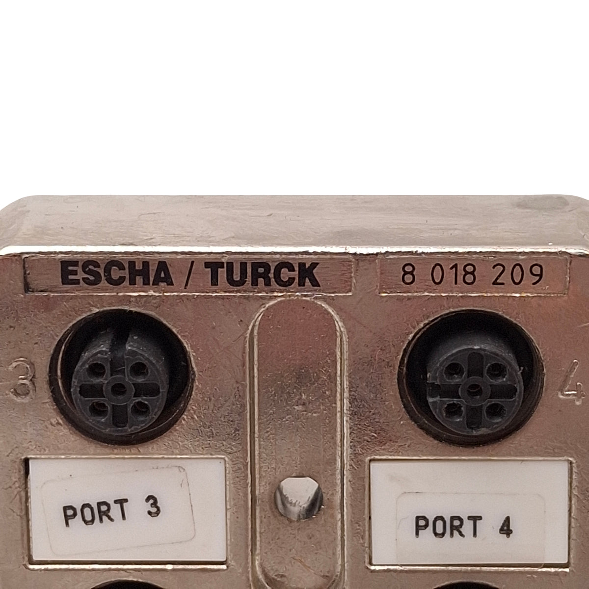 Used Escha/Turck U8018209 4MB12-5P1-MS-SK Junction Box 4-Port, M12 5-Pin Female, Zinc