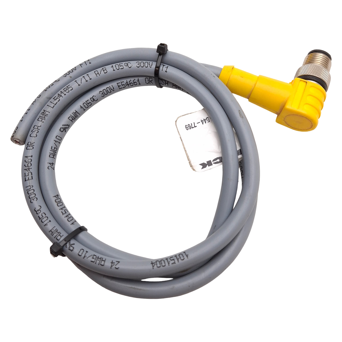Used Turck WSC 10T-1 Single Ended Cordset, 30V 2A, Right Angle M12 10-Pin Male, 3ft