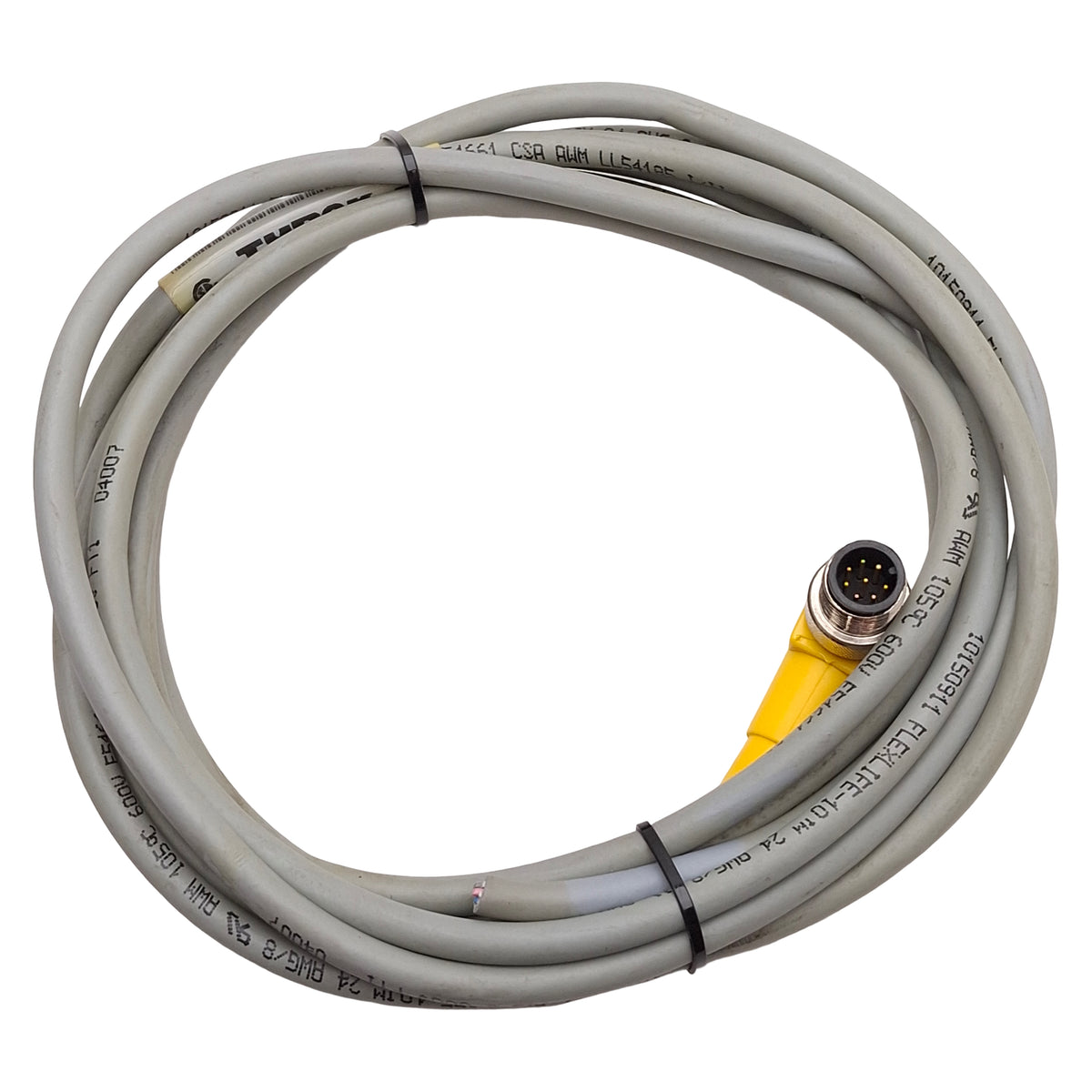 Used Turck WSC 8T-3/S101 Single Ended Cordset, 60VAC/75VDC 2A, M12 8-Pin Male, 9ft