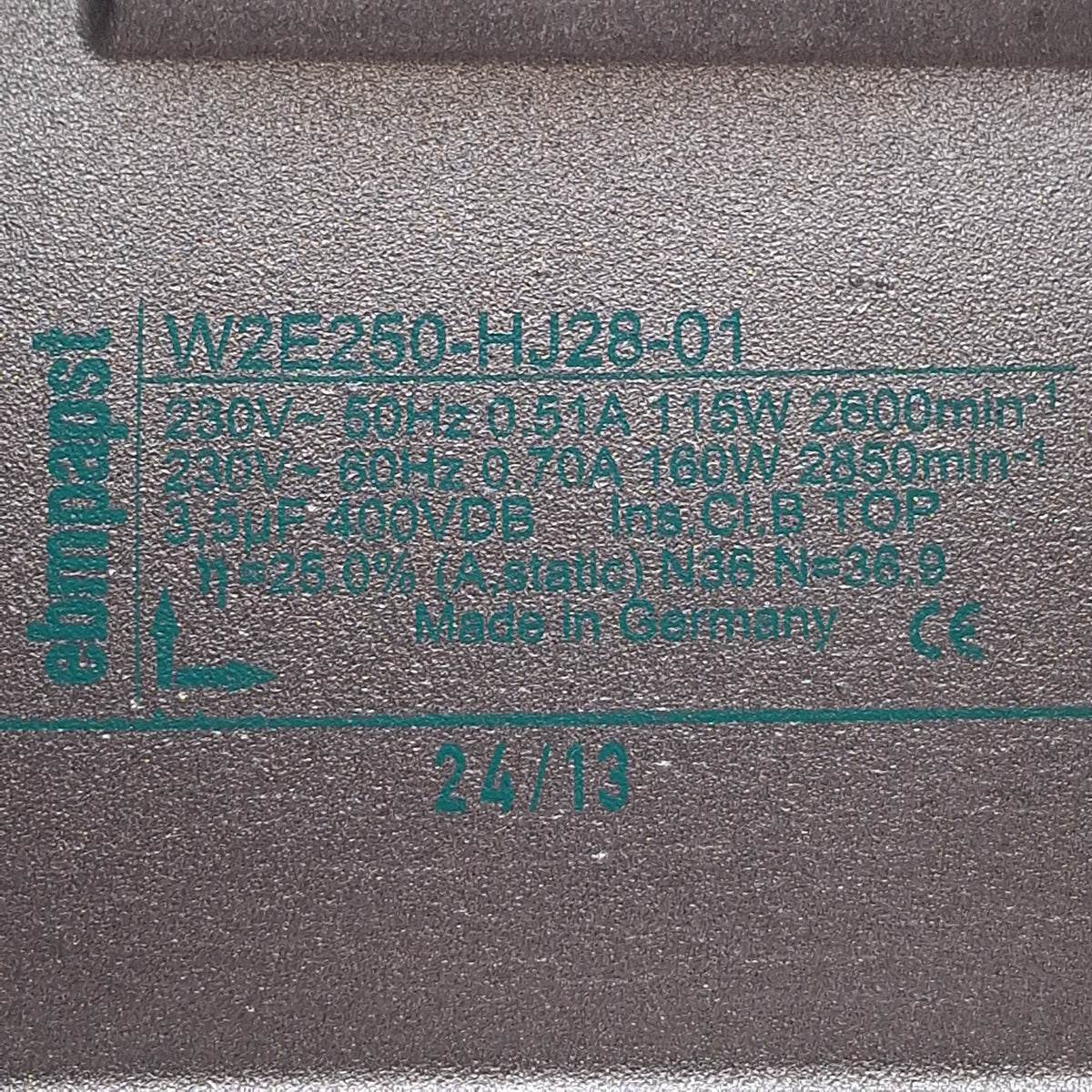 Used Ebmpapst W2E250-HJ28-01 AC Axial Fan 230VAC, 160W, 280 x 280 x 80mm, 2850rpm