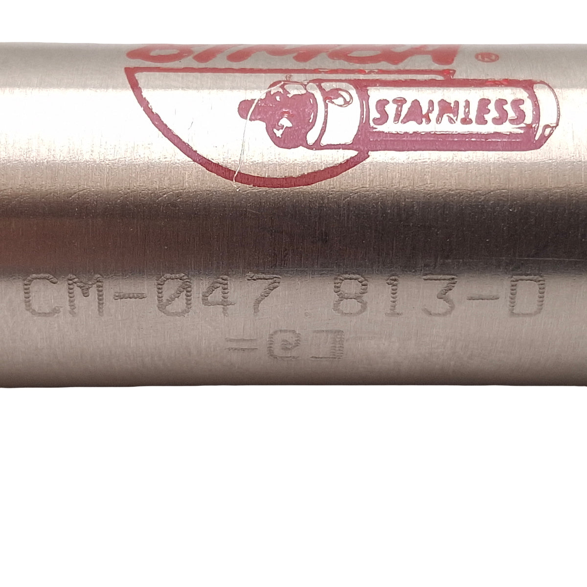 Used Bimba CM-047.813-D Stainless Steel Cylinder, ø3/4in Bore, 7.813in Stroke, 1/8NPT