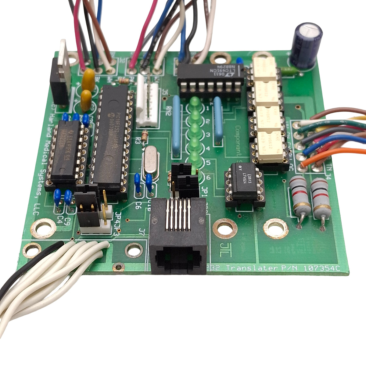 Used Harland Medical Systems 107354C Encoder Translator Board, RJ12, DB9 Male