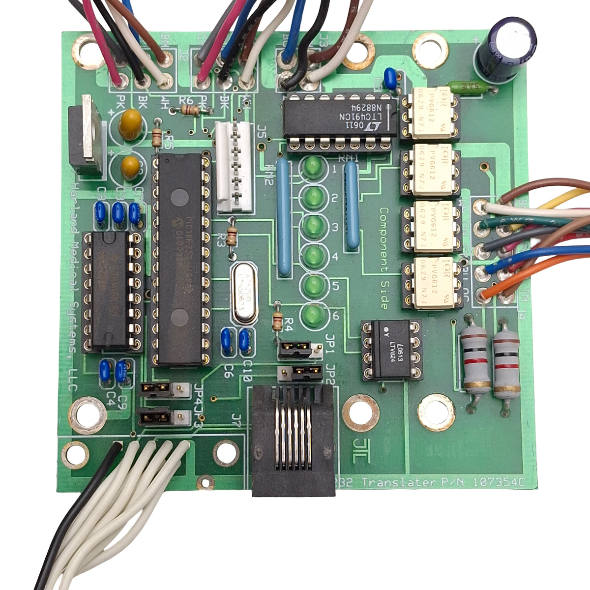Used Harland Medical Systems 107354C Encoder Translator Board, RJ12, DB9 Male