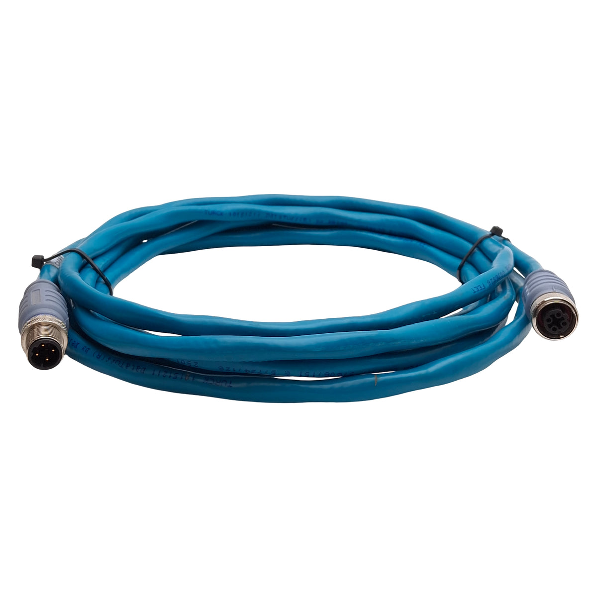 Used Turck RSSD RKSD 441-3M Industrial Ethernet Cable, 250V 4A, M12 4-Pin, 3m