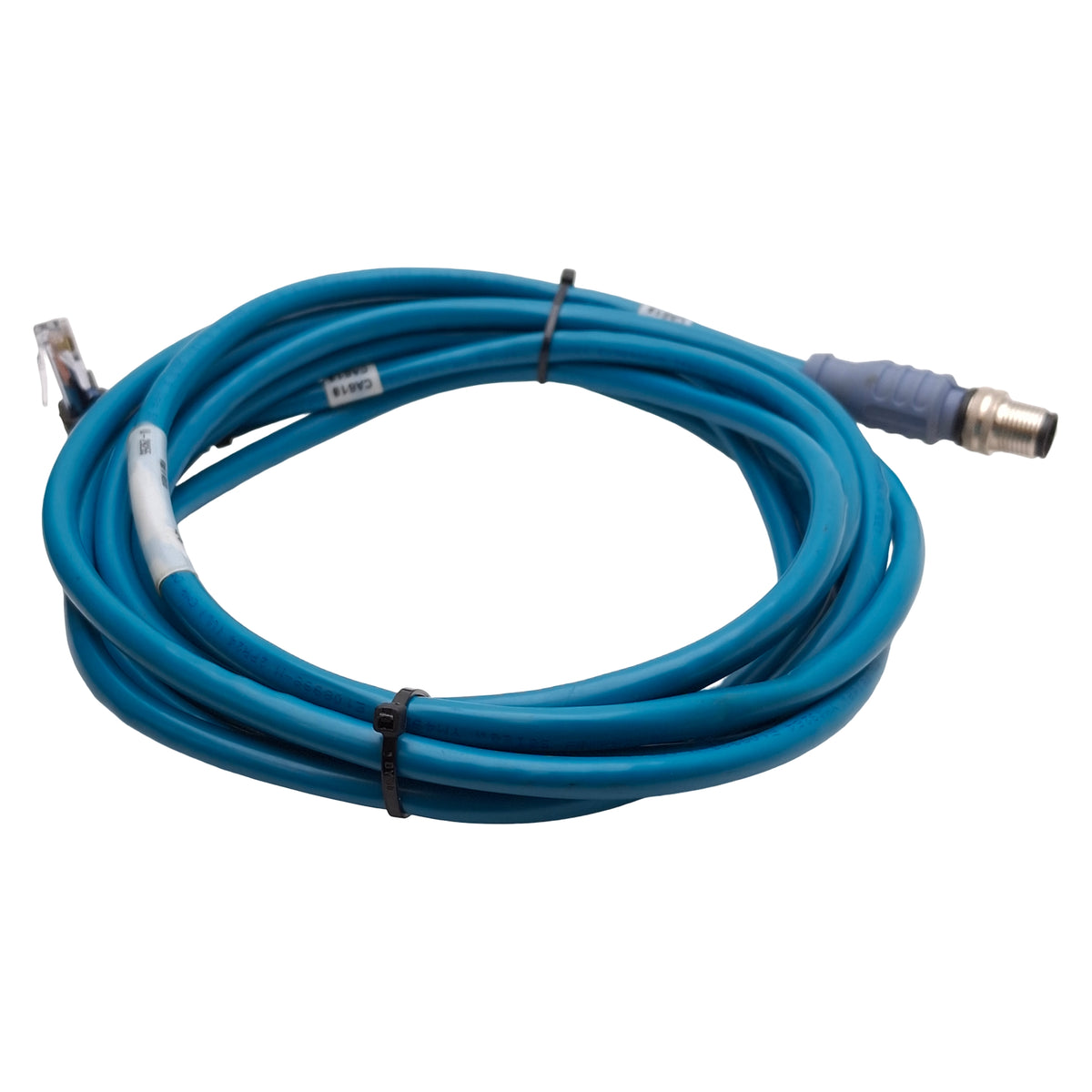 Used Turck RSCD WRJ45E 440-4M Ethernet Cordset, 42V 1.5A, M12 4-Pin Male, RJ45, 4m