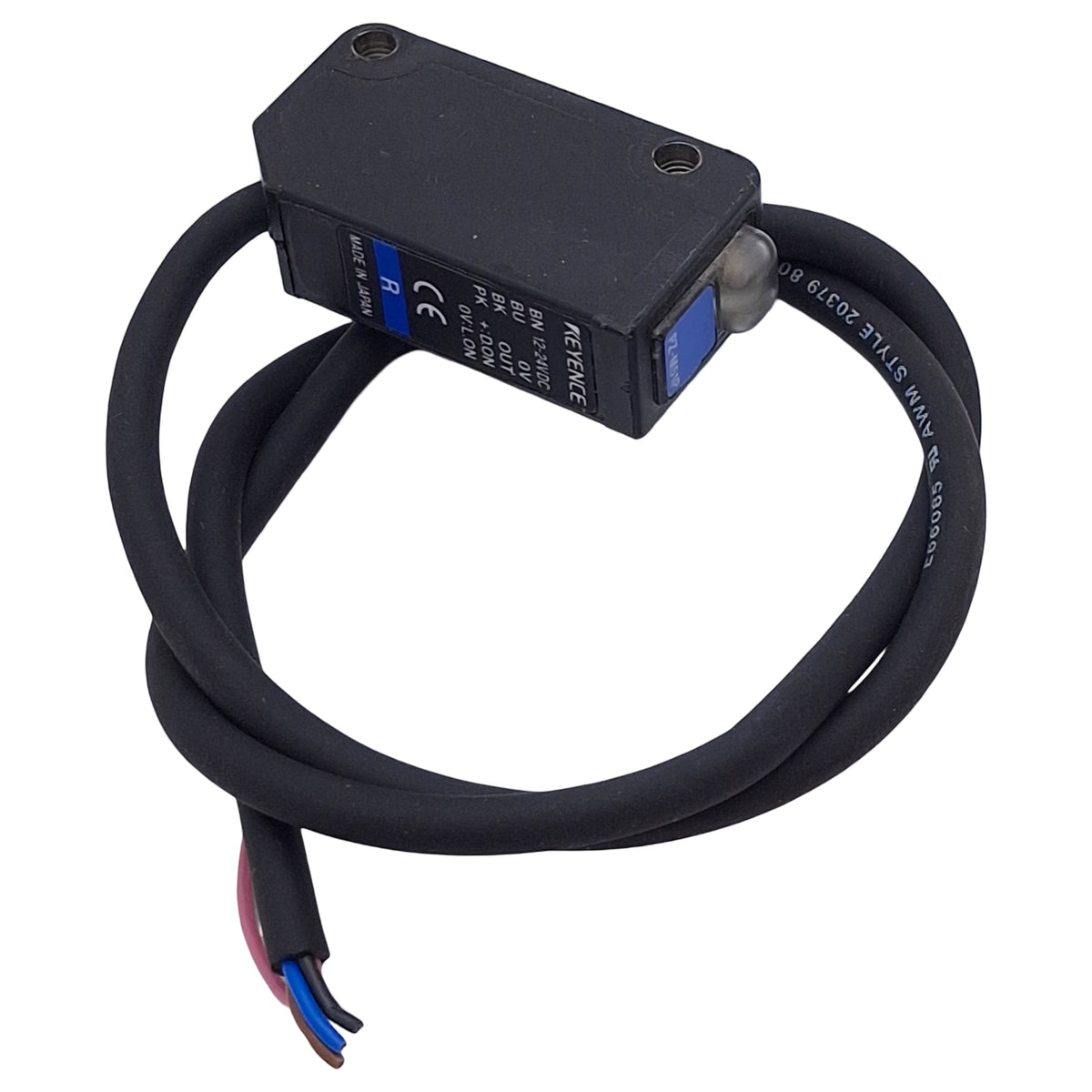 Used Keyence PZ-M51P Photoelectric Sensor, PNP, 10m Range, 12-24VDC, 4-Wire Cable