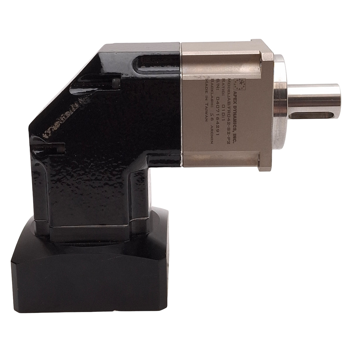 Used Apex Dynamics AB/FR042-S2-P2 Right Angle Gearhead, 10:1, M5, 55mm to 42mm Flange