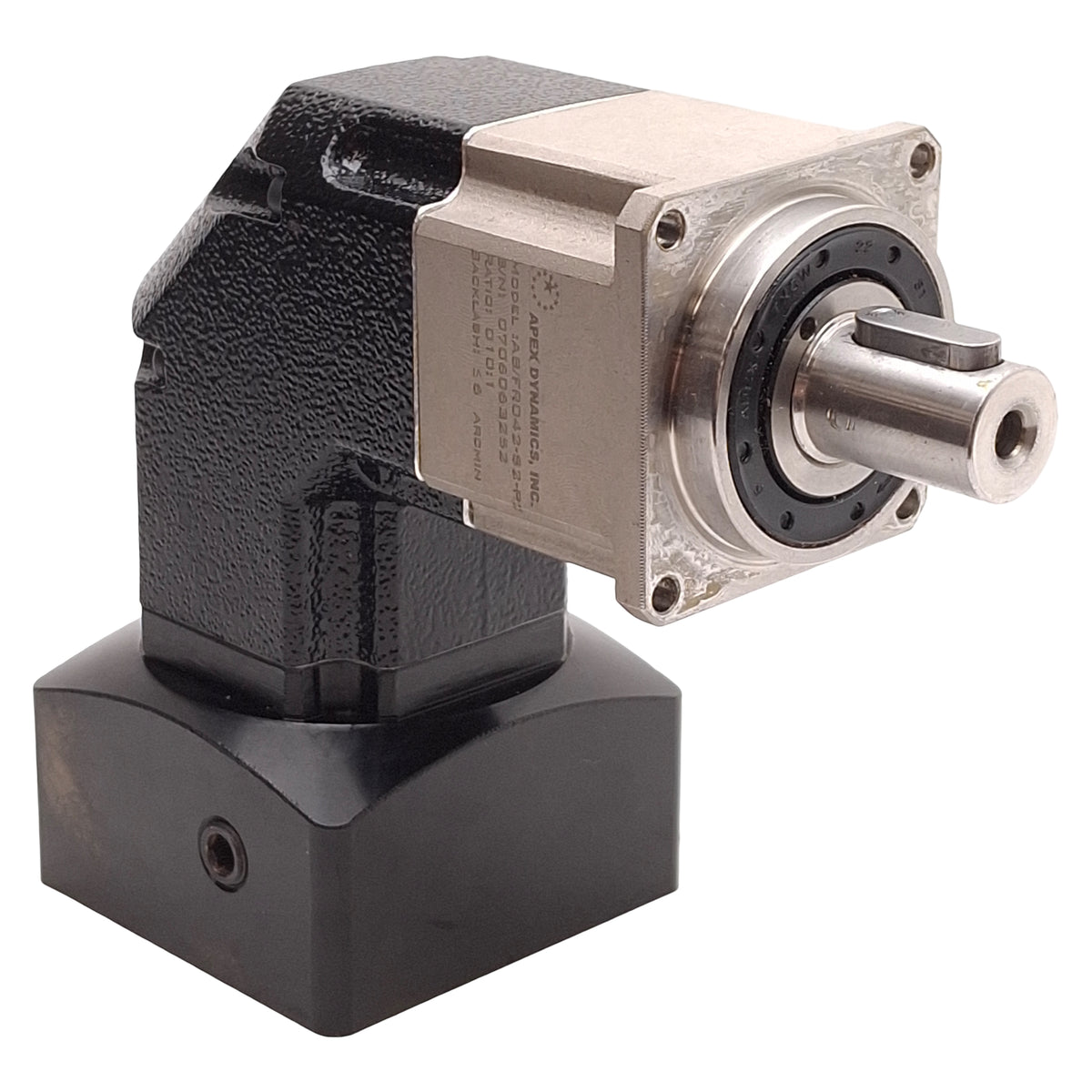 Used Apex Dynamics AB/FR042-S2-P2 Right Angle Gearhead, 10:1, M4, 55mm to 42mm Flange