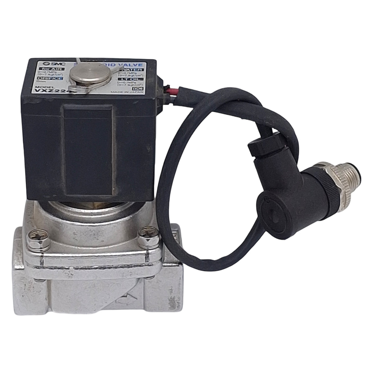 Used SMC VXZ2240-04T-5DZ1 Solenoid Valve, 2/2-Way, 1/2in NPT, 0-0.7MPa, 24VDC Coil