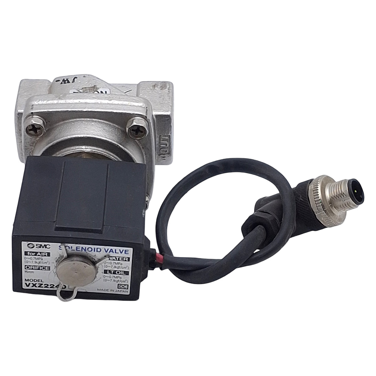 Used SMC VXZ2240-04T-5DZ1 Solenoid Valve, 2/2-Way, 1/2in NPT, 0-0.7MPa, 24VDC Coil