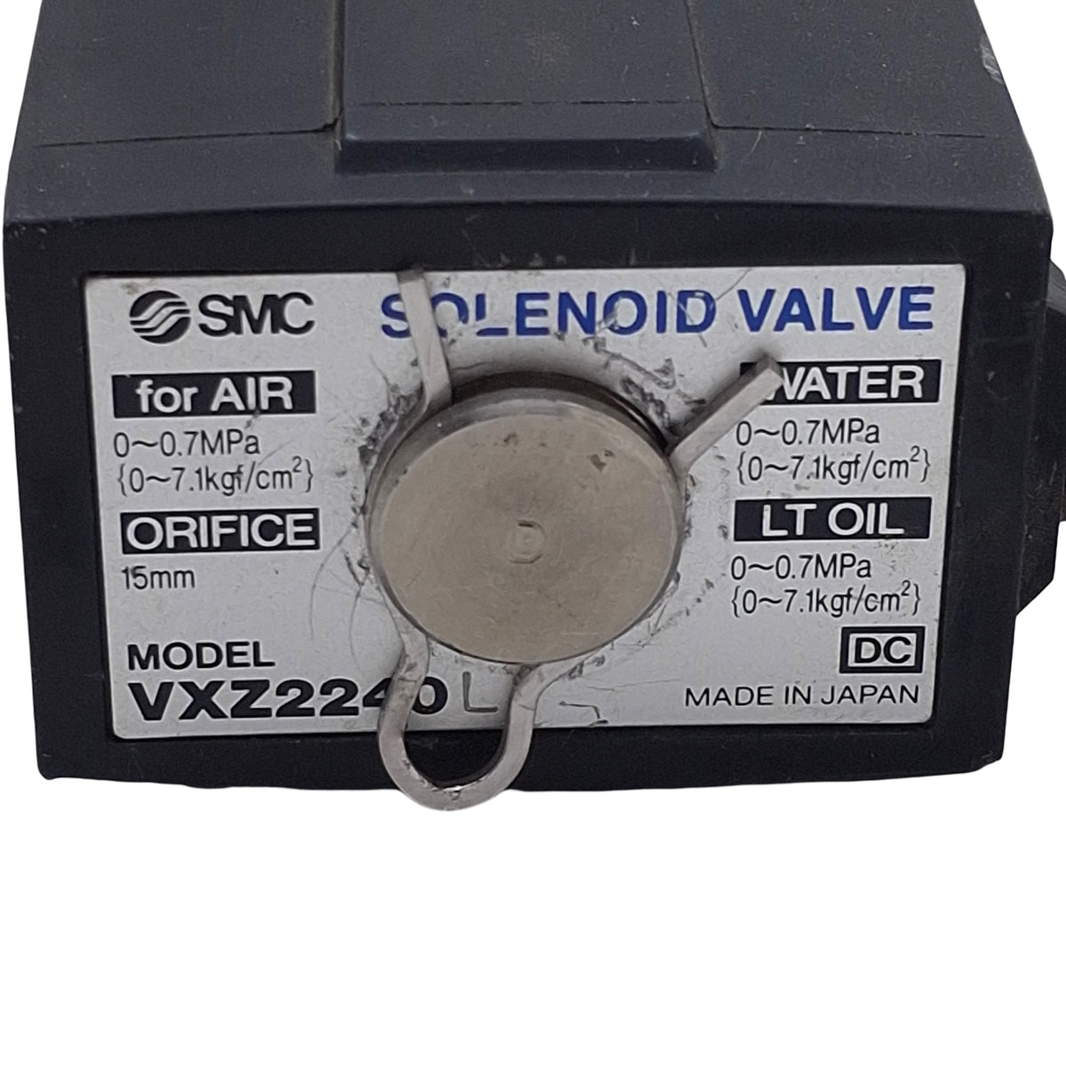 Used SMC VXZ2240-04T-5DZ1 Solenoid Valve, 2/2-Way, 1/2in NPT, 0-0.7MPa, 24VDC Coil