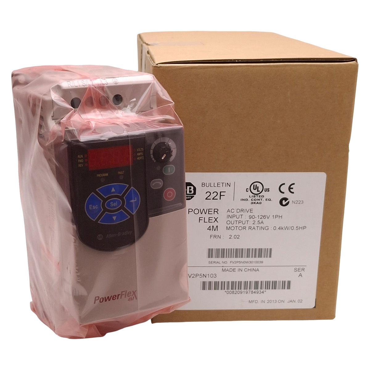 New Allen Bradley 22F-V2P5N103 PowerFlex4M AC Drive, 0.4kW/0.5HP, 3Ø 230VAC 2.5A