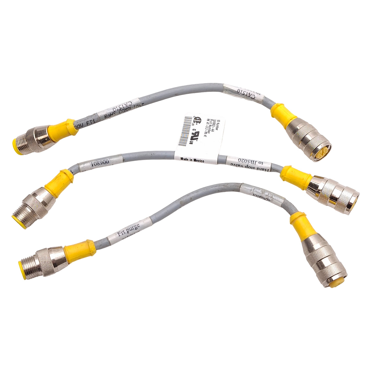 Used Lot of 3 Turck RK 4T-0.2-RS 4T Extension Cable, M12 4-Pin Male to Female, 0.2m