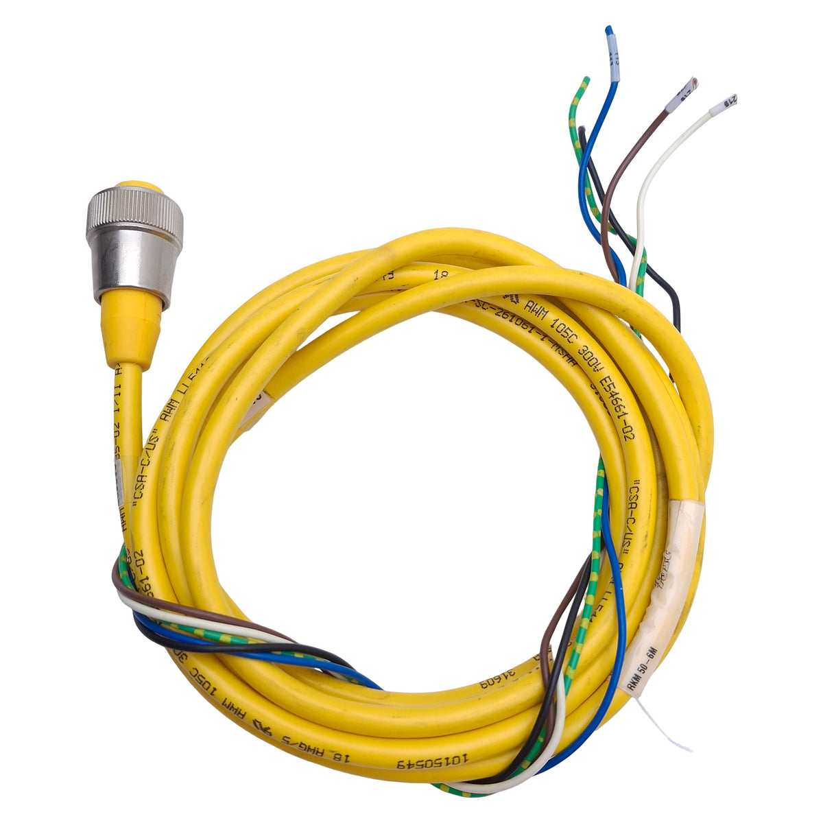 Used Turck RKM 50-6M Single Ended Cordset 7/8in-16UN 5-Pin Minfast Female, 10ft