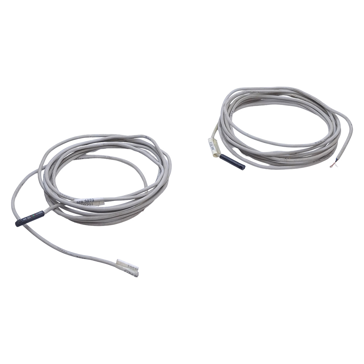 Used Lot of 2 SMC D-F9NW Cylinder Sensor, NPN Output, 10-28VDC, 10mA, 8ft Length