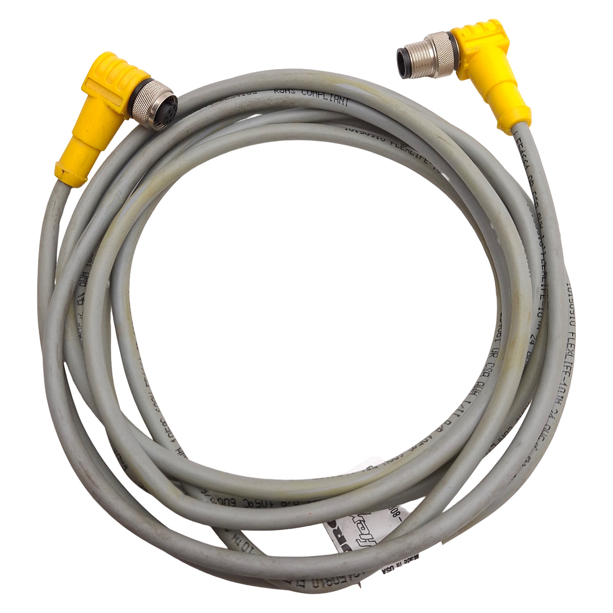 Used Turck WKC 6T-3-WSC 6T/S101 Extension Cable, 90° M12 6-Pin Male to Female, 3m