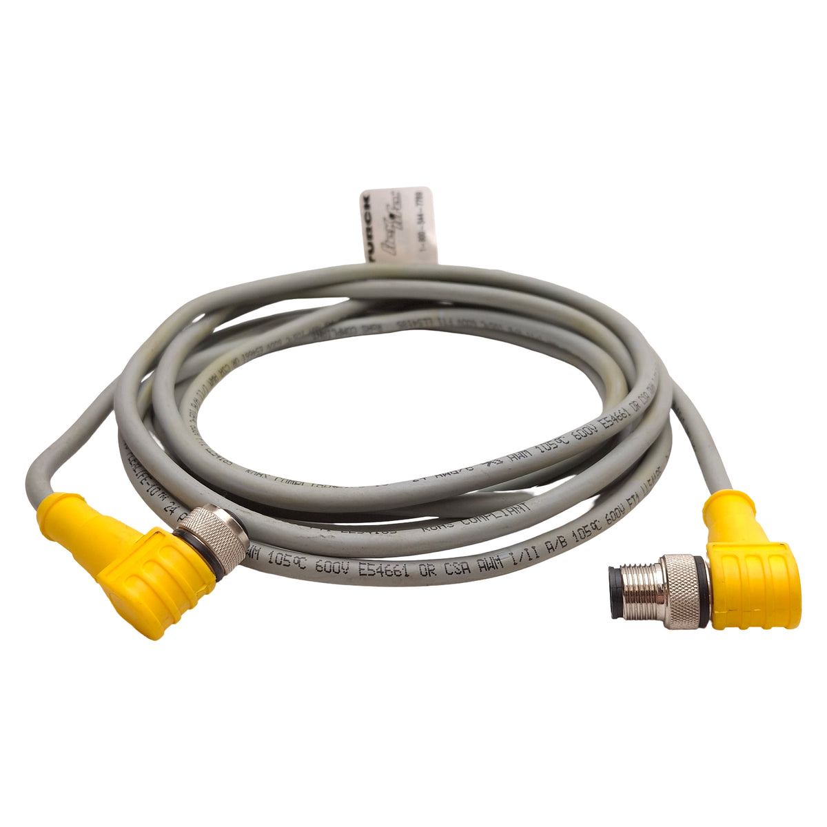 Used Turck WKC 6T-3-WSC 6T/S101 Extension Cable, 90° M12 6-Pin Male to Female, 3m