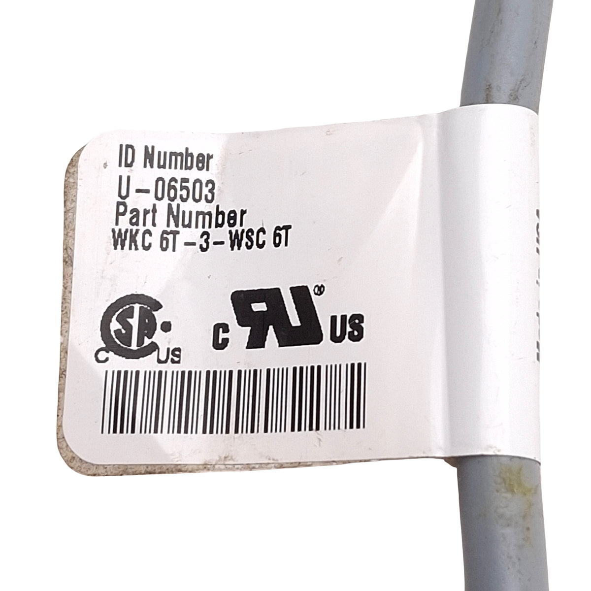 Used Turck WKC 6T-3-WSC 6T Extension Cable, Right Angle M12 6-Pin Male to Female, 3m