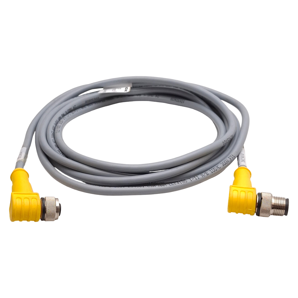 Used Turck WKC 6T-3-WSC 6T Extension Cable, Right Angle M12 6-Pin Male to Female, 3m