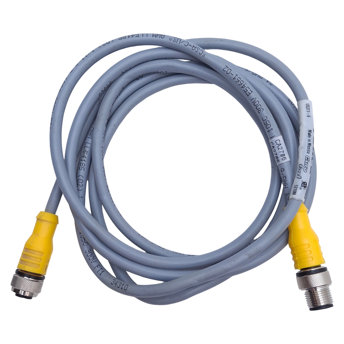 Used Turck RKC 6T-2-RSC 6T Cordset M12 Straight 6-Pin Male to Female, 2m Length
