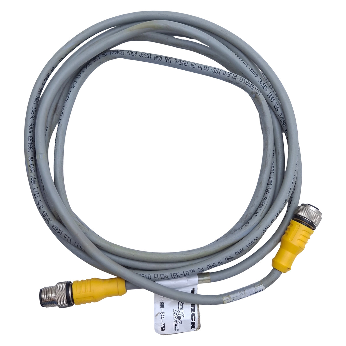 Used Turck RKC 6T-3-RSC 6T/S101 Cordset M12 Straight 6-Pin Male to Female, 3m Length
