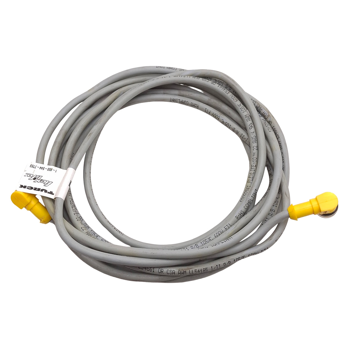 Used Turck WK 4.4T-4-WS 4.4T/S101 Extension Cable, 90° M12 4-Pin Male to Female, 4m