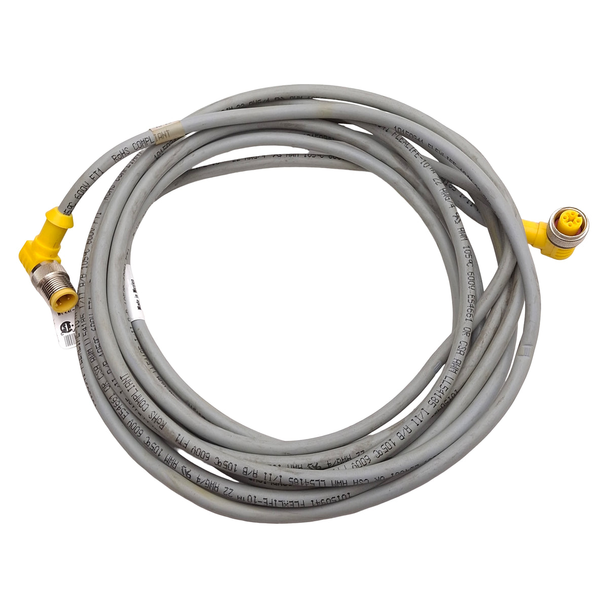 Used Turck WK 4.4T-4-WS 4.4T/S101 Extension Cable, 90° M12 4-Pin Male to Female, 4m