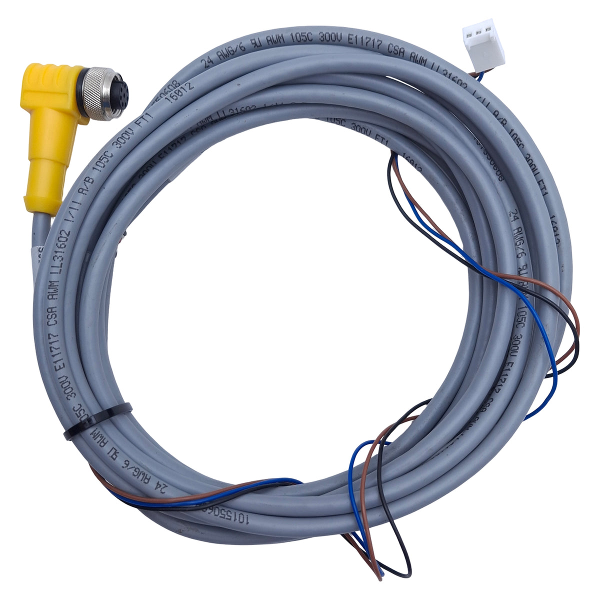 Used Turck WKC 6T-8 Single-Ended Cordset M12 Right-Angle 6-Pin Female, 10ft Length