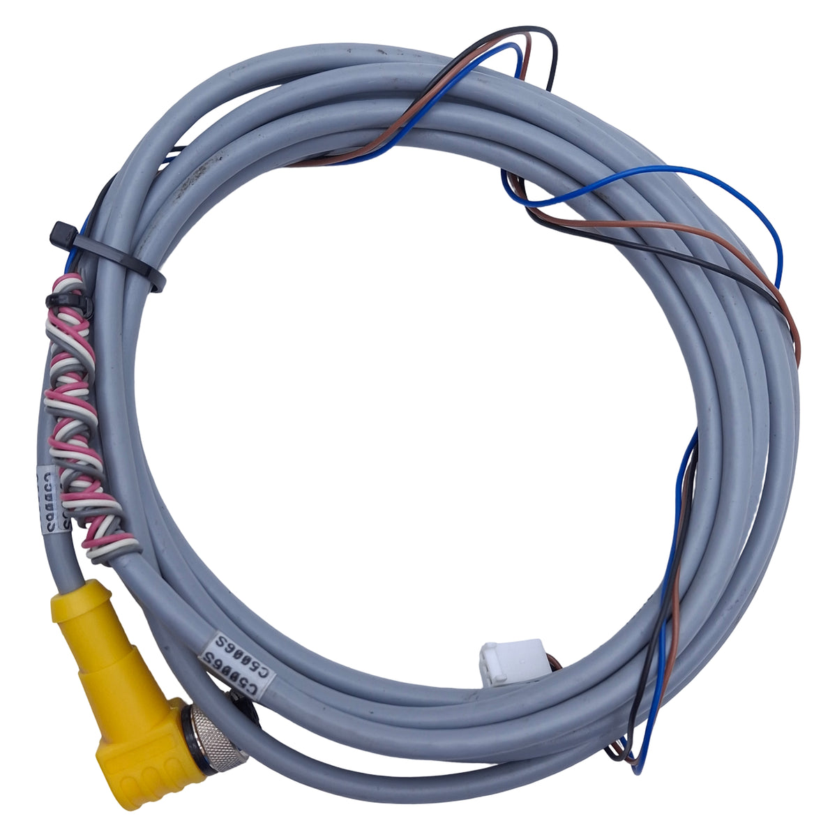 Used Turck WKC 6T-8 Single-Ended Cordset M12 Right-Angle 6-Pin Female, 10ft Length