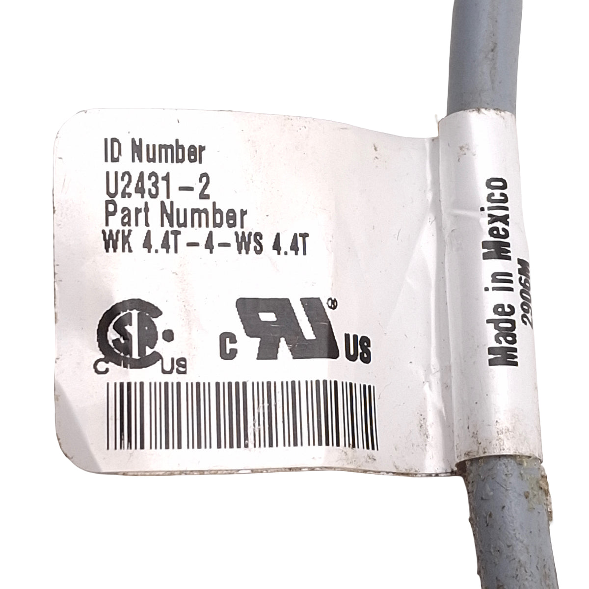 Used Turck WK 4.4T-4-WS 4.4T Extension Cable Right Angle M12 4-Pin Male to Female, 4m