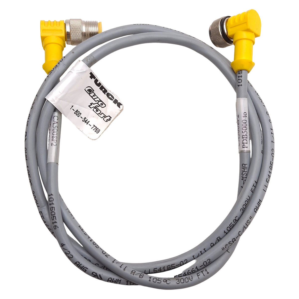 Used Lot of 3 Turck WK 4.4T-1-WS 4.4T Extension Cable 90° M12 4-Pin Male to Female 1m