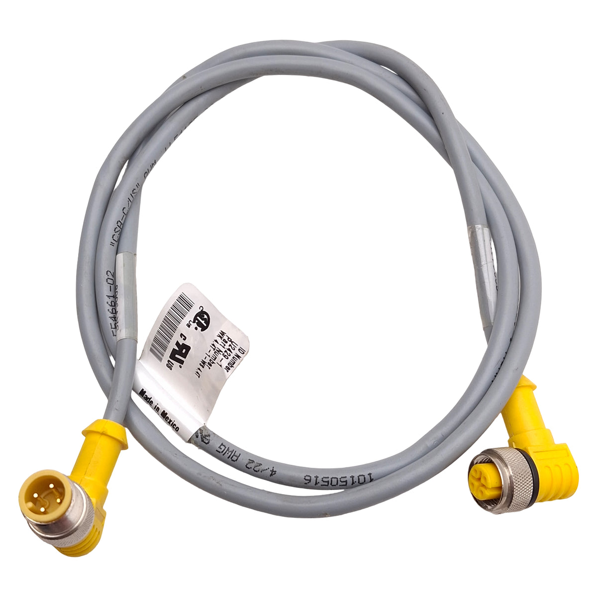 Used Lot of 3 Turck WK 4.4T-1-WS 4.4T Extension Cable 90° M12 4-Pin Male to Female 1m
