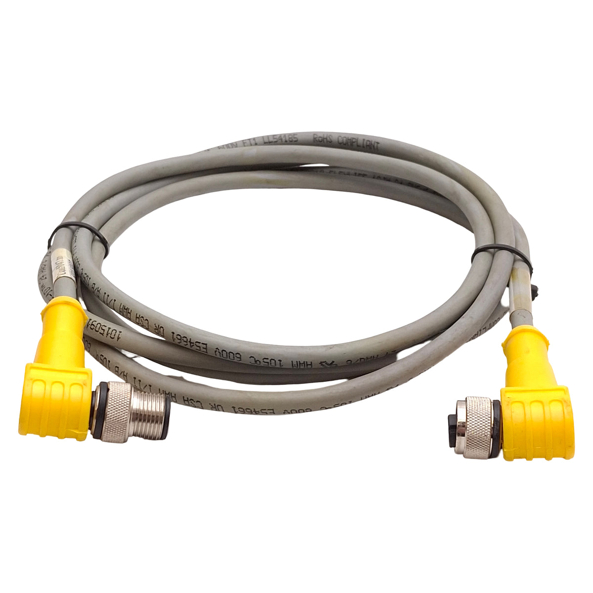 Used Turck WKC 6T-2-WSC 6T/S101 Extension Cable, 90° M12 6-Pin Male to Female, 2m